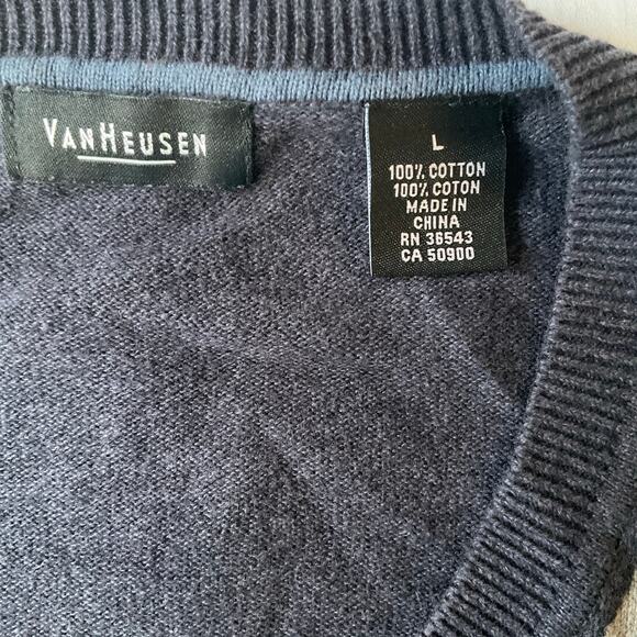 Van Heusen Men’s Long Sleeve V-neck Knit Sweater size L, Blue - Picture 5 of 8